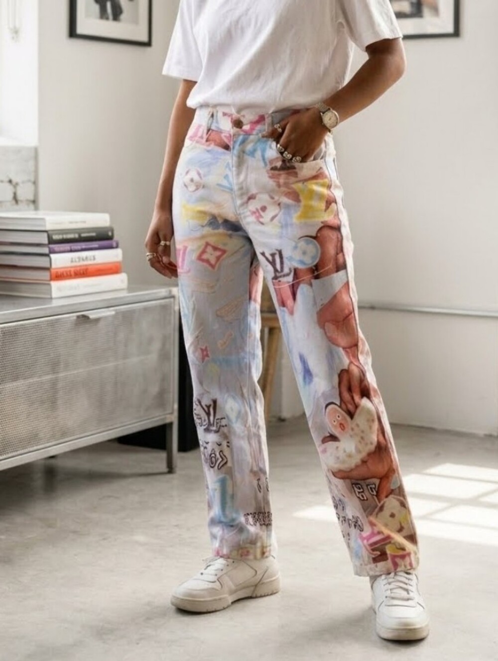 Tony Rainwater LV Angel Hands Straight Leg Pants size XS